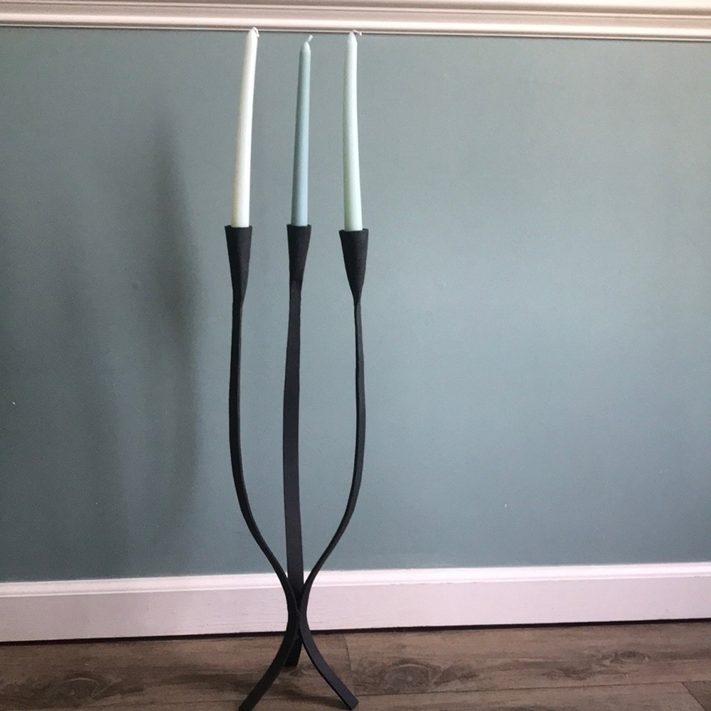 Van Keppel Green VKG Iron Triple Candlestick Holder Mid Century Modern MCM